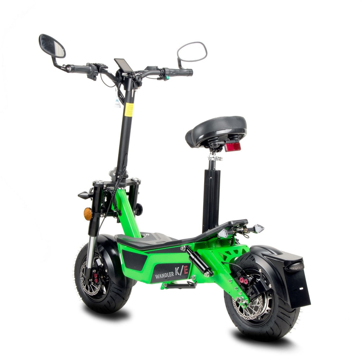 Escooter Wandler K/E - 45km/h - mit Sitz & Straßenzulassung - Leuchtgrün kraftwerk-e - Ansicht von hinten